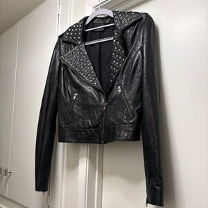 Trouvé buttery soft leather studded moto jacket - size XS